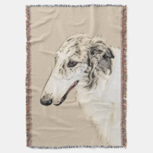 Borzoi (Silber Brindle) Malerei Original Dog Art Decke