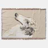 Borzoi (Silber Brindle) Malerei Original Dog Art Decke (Vorderseite)