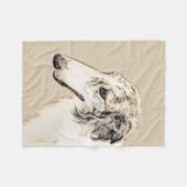 Borzoi (Silber Brindle) Malerei Original Dog Art Fleecedecke (Vorderseite (Horizontal))