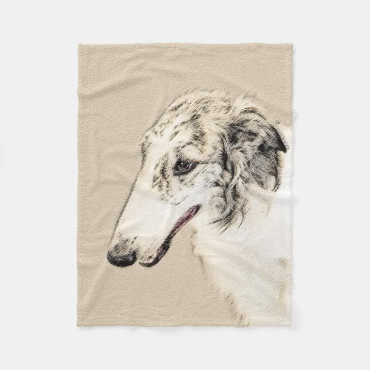 Borzoi (Silber Brindle) Malerei Original Dog Art Fleecedecke (Vorderseite)