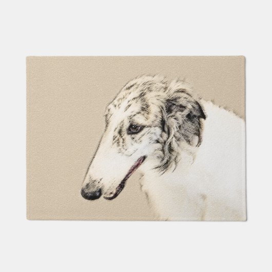 Borzoi (Silber Brindle) Malerei Original Dog Art Fußmatte (Vorderseite)
