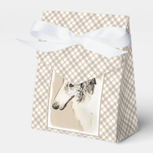 Borzoi (Silber Brindle) Malerei Original Dog Art Geschenkschachtel