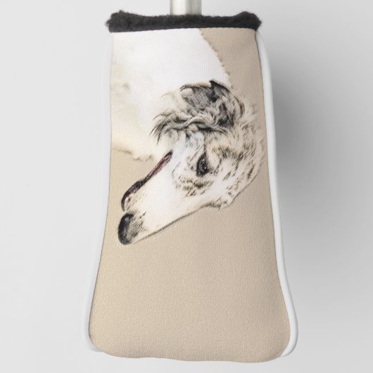 Borzoi (Silber Brindle) Malerei Original Dog Art Golf Headcover (Rotieren 90)