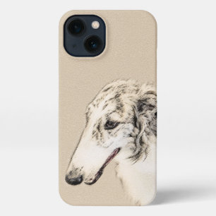 Borzoi (Silber Brindle) Malerei Original Dog Art iPhone 13 Hülle