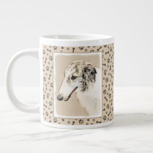 Borzoi (Silber Brindle) Malerei Original Dog Art Jumbo-Tasse