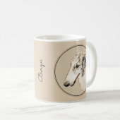 Borzoi (Silber Brindle) Malerei Original Dog Art Kaffeetasse (VorderseiteRechts)