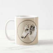 Borzoi (Silber Brindle) Malerei Original Dog Art Kaffeetasse (Links)