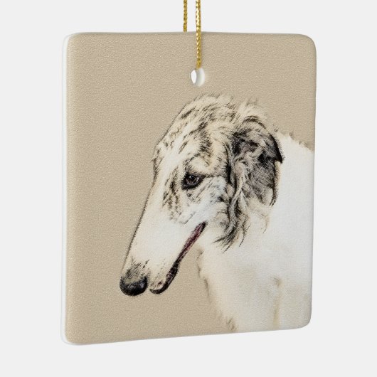 Borzoi (Silber Brindle) Malerei Original Dog Art Keramikornament (Rechts)