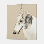 Borzoi (Silber Brindle) Malerei Original Dog Art Keramikornament (Links)