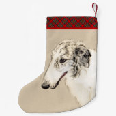 Borzoi (Silber Brindle) Malerei Original Dog Art Kleiner Weihnachtsstrumpf (Rückseite)