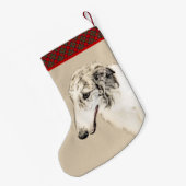Borzoi (Silber Brindle) Malerei Original Dog Art Kleiner Weihnachtsstrumpf (Rückseite (Hängend))