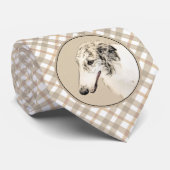 Borzoi (Silber Brindle) Malerei Original Dog Art Krawatte (Gerollt)