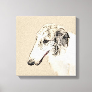 Borzoi (Silber Brindle) Malerei Original Dog Art Leinwanddruck
