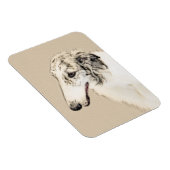 Borzoi (Silber Brindle) Malerei Original Dog Art Magnet (Rechte Seite)