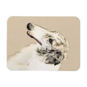 Borzoi (Silber Brindle) Malerei Original Dog Art Magnet (Horizontal)
