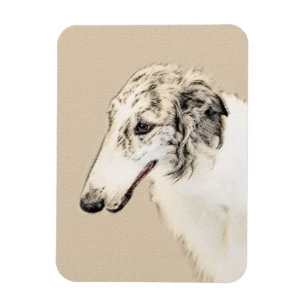 Borzoi (Silber Brindle) Malerei Original Dog Art Magnet