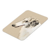 Borzoi (Silber Brindle) Malerei Original Dog Art Magnet (Linke Seite)