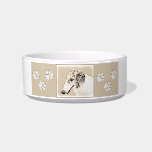 Borzoi (Silber Brindle) Malerei Original Dog Art Napf