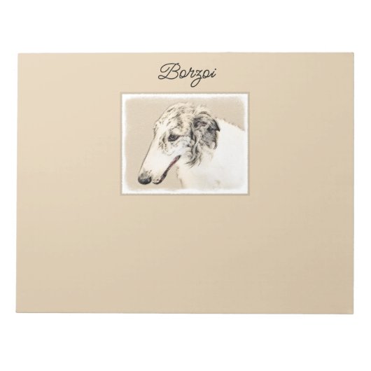 Borzoi (Silber Brindle) Malerei Original Dog Art Notizblock (Vorderseite)