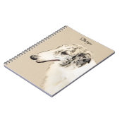 Borzoi (Silber Brindle) Malerei Original Dog Art Notizblock (Linke Seite)