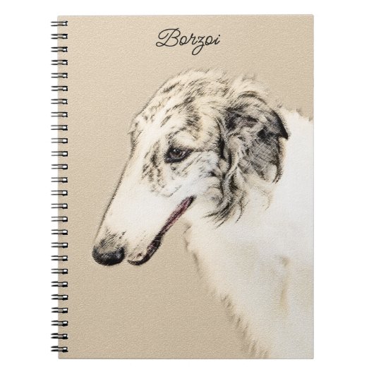 Borzoi (Silber Brindle) Malerei Original Dog Art Notizblock (Vorderseite)