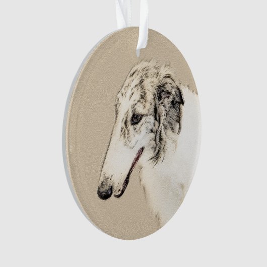 Borzoi (Silber Brindle) Malerei Original Dog Art Ornament (Vorderseite)