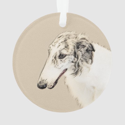Borzoi (Silber Brindle) Malerei Original Dog Art Ornament (Rückseite)