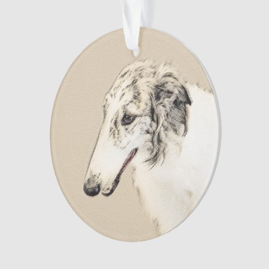 Borzoi (Silber Brindle) Malerei Original Dog Art Ornament (Vorderseite)