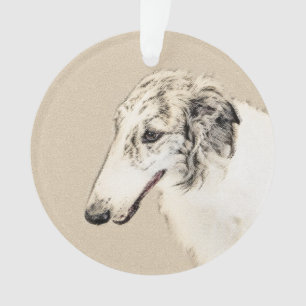 Borzoi (Silber Brindle) Malerei Original Dog Art Ornament