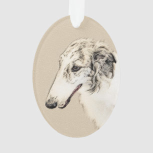 Borzoi (Silber Brindle) Malerei Original Dog Art Ornament