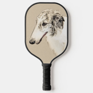 Borzoi (Silber Brindle) Malerei Original Dog Art Pickleball Schläger