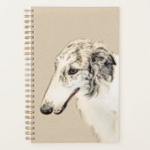 Borzoi (Silber Brindle) Malerei Original Dog Art Planer (Vorderseite)
