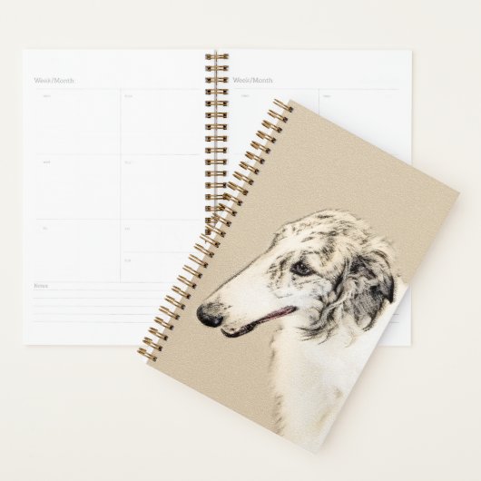 Borzoi (Silber Brindle) Malerei Original Dog Art Planer (Anzeige)