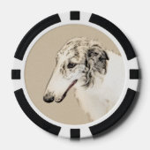 Borzoi (Silber Brindle) Malerei Original Dog Art Pokerchips (Vorderseite)