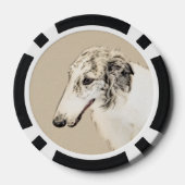 Borzoi (Silber Brindle) Malerei Original Dog Art Pokerchips (Rückseite)