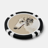Borzoi (Silber Brindle) Malerei Original Dog Art Pokerchips (Einzeln)