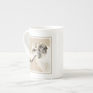 Borzoi (Silber Brindle) Malerei Original Dog Art Porzellantasse