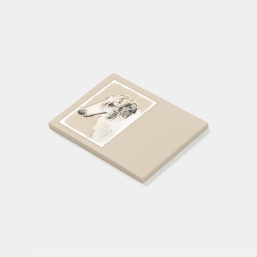 Borzoi (Silber Brindle) Malerei Original Dog Art Post-it Klebezettel (angewinkelt)