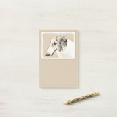 Borzoi (Silber Brindle) Malerei Original Dog Art Post-it Klebezettel (Auf Schreibtisch)