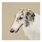 Borzoi (Silber Brindle) Malerei Original Dog Art Poster (Vorderseite)