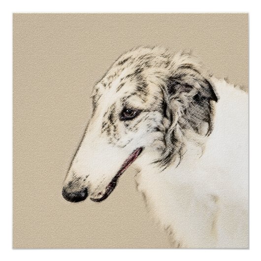 Borzoi (Silber Brindle) Malerei Original Dog Art Poster (Vorderseite)