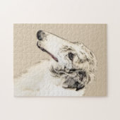 Borzoi (Silber Brindle) Malerei Original Dog Art Puzzle (Horizontal)