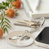 Borzoi (Silber Brindle) Malerei Original Dog Art Schlüsselanhänger (Vorderseite rechts)