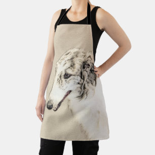 Borzoi (Silber Brindle) Malerei Original Dog Art Schürze