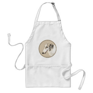 Borzoi (Silber Brindle) Malerei Original Dog Art Schürze