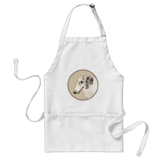 Borzoi (Silber Brindle) Malerei Original Dog Art Schürze (Vorne)