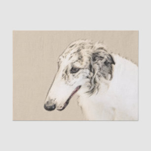 Borzoi (Silber Brindle) Malerei Original Dog Art Seidenpapier