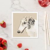 Borzoi (Silber Brindle) Malerei Original Dog Art Serviette (Beispiel)