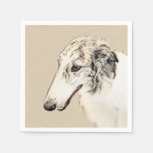Borzoi (Silber Brindle) Malerei Original Dog Art Serviette