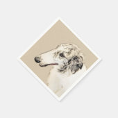 Borzoi (Silber Brindle) Malerei Original Dog Art Serviette (Ecke)